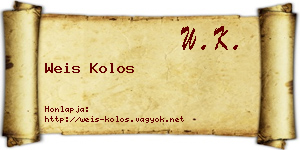 Weis Kolos névjegykártya